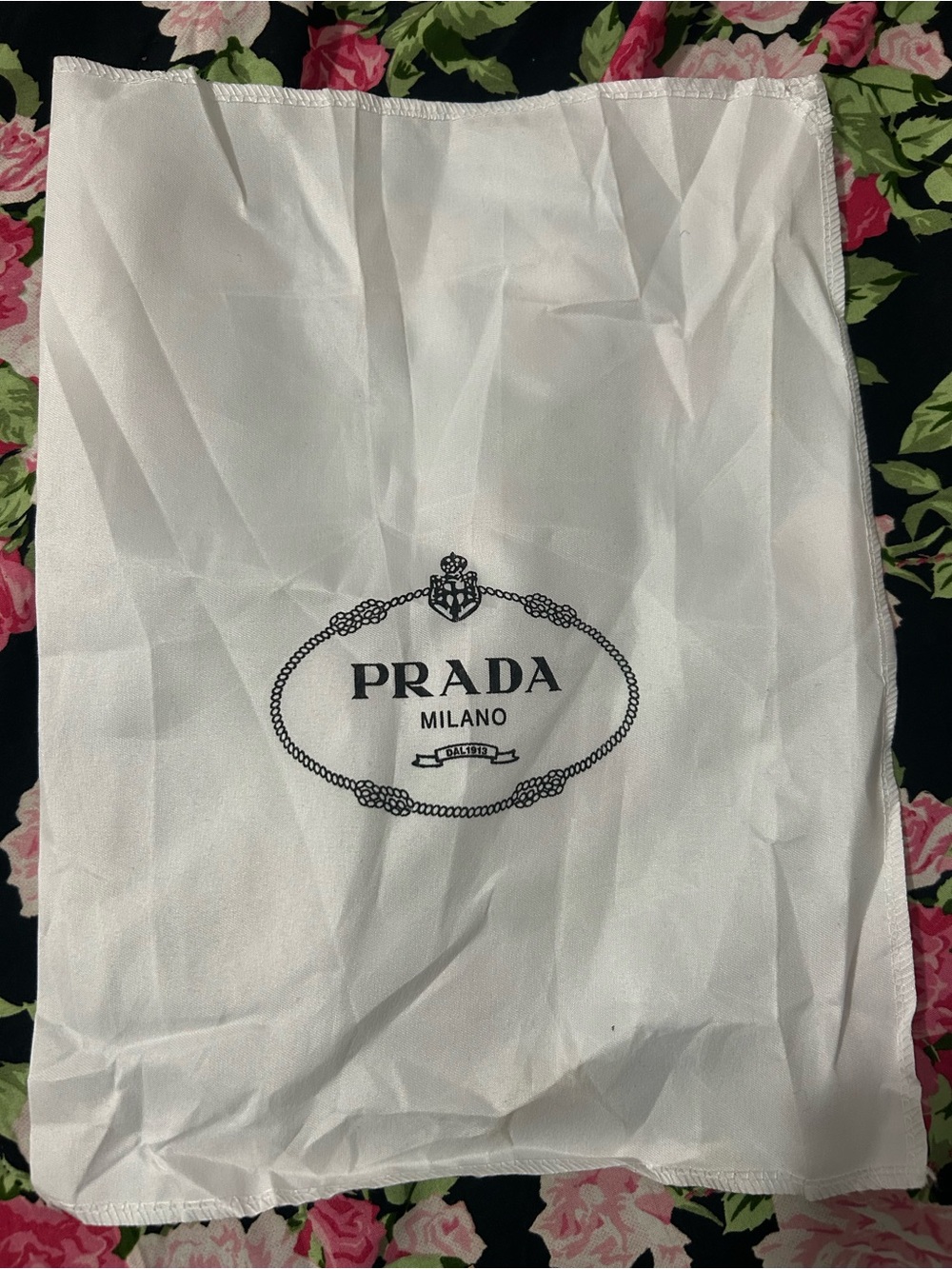 Prada White Dust Bag with Black Logo